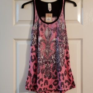 Pink/Black Rhinestone Leopard Print Tank